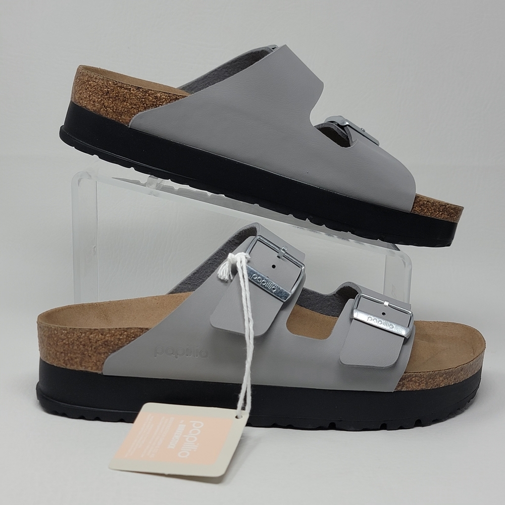 Birkenstock Arizona Flex Platform Womens US Size 9 Narrow Sandals Stone Coin NWB - Picture 2 of 10